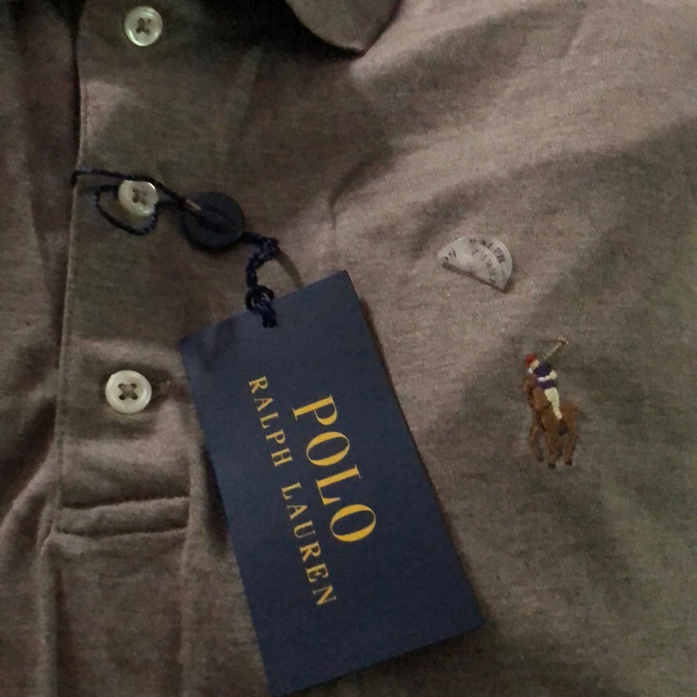 Polo RL shirt , classic fit, size L , color light brown/ gray